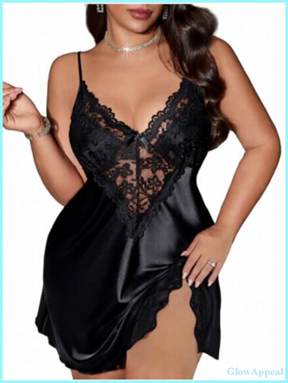Satin Lace Chemise Nightgown Babydoll Sleepwear V-Neck Sexy